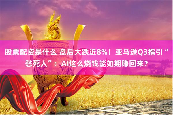 股票配资是什么 盘后大跌近8%！亚马逊Q3指引“愁死人”：AI这么烧钱能如期赚回来？